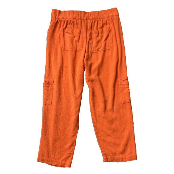 Soft Surroundings Capri Pants Womens Size Medium Orange Linen Cropped Cargo - Picture 4 of 8